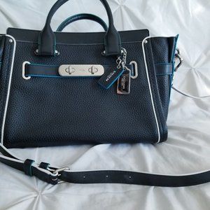 Coach Handbag - Black with Teal Lining